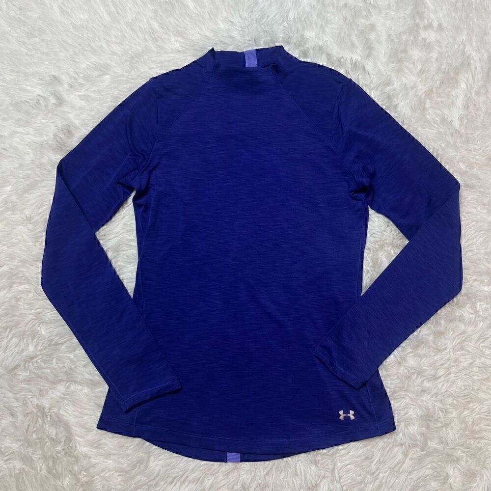 Under Armour Womans Medium Fitted Long Sleeve Coldgear Shirt Top Athletic Purple - Picture 2 of 10